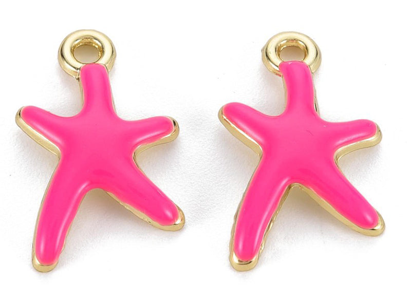 achat Breloque émaillée - étoile de mer - rose fuchsia