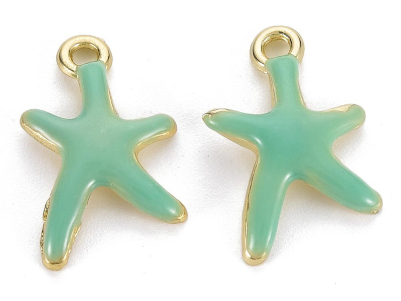 Achat Breloque émaillée - étoile de mer - vert d'eau