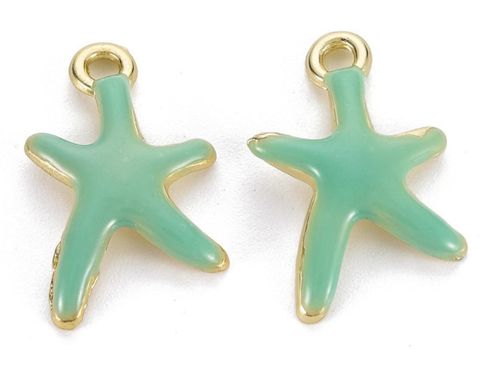 Achat Breloque émaillée - étoile de mer - vert d'eau