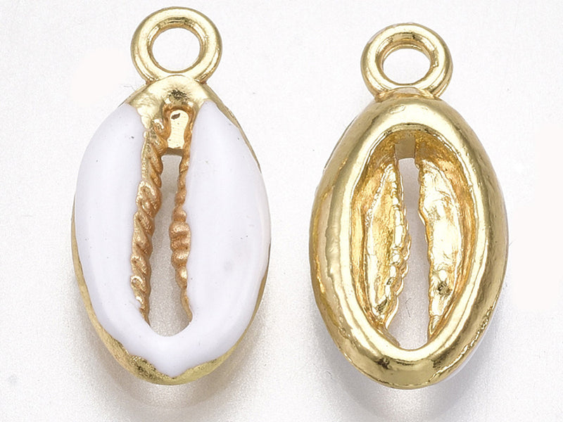 achat Breloque émaillée - cauri blanc - 17 mm