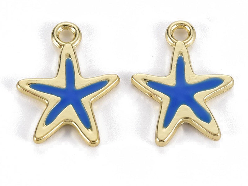 Achat Breloque émaillée - fine étoile de mer - bleu