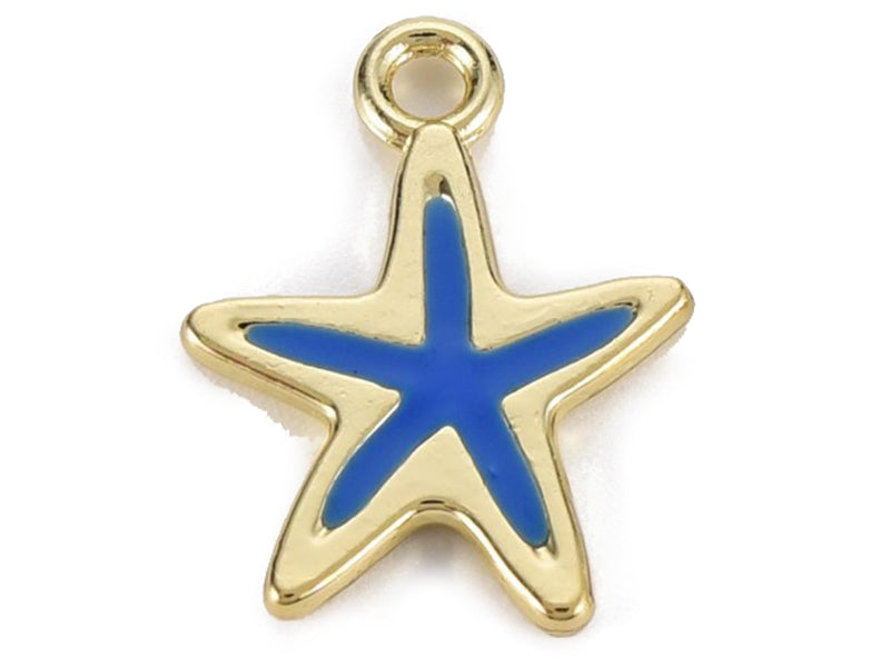 Achat Breloque émaillée - fine étoile de mer - bleu