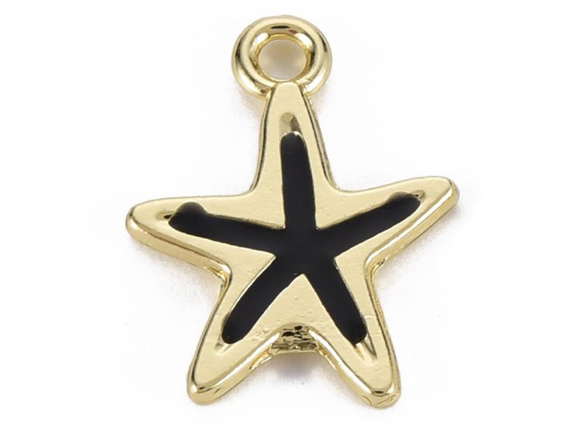 Achat Breloque émaillée - fine étoile de mer - noir