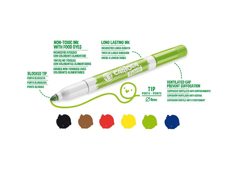Achat Set de 6 feutres pour tissus - 6 mm