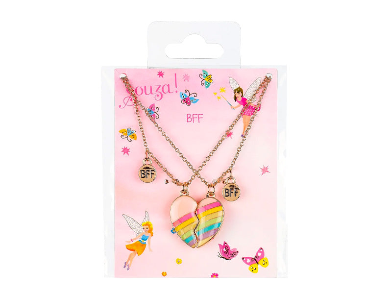 Achat Set de 2 colliers Best Friends Forever coeur arc-en-ciel
