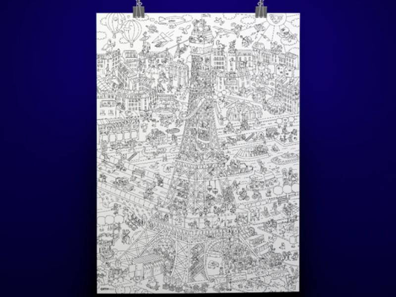 achat Poster géant à colorier - Tour Eiffel