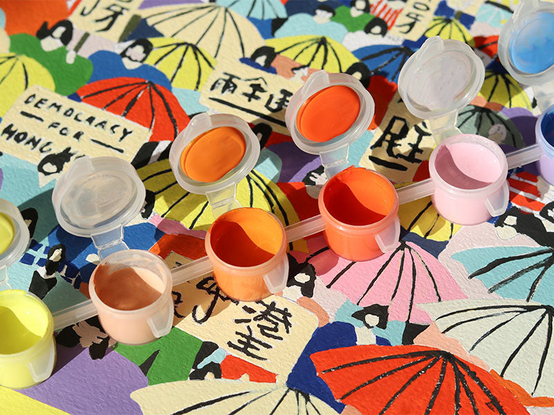 achat Coffret peinture au numéro - Petit Pinceau - Umbrella Revolution par Tara Deacon