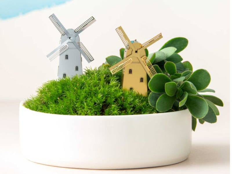 Achat Bijou pour plantes - Mini moulin à vent en laiton