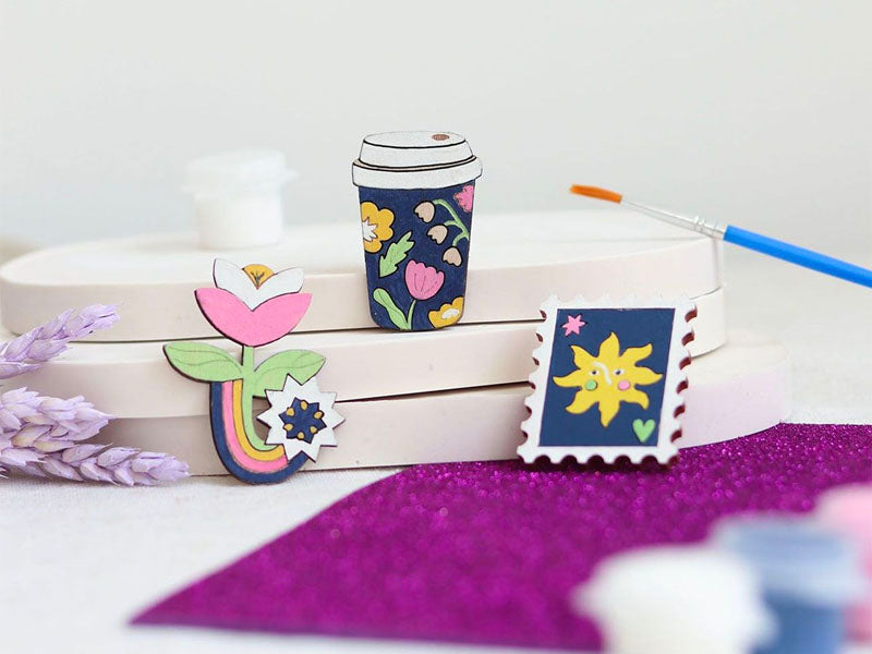 Achat Kit DIY Bijouterie - Mes broches en bois à peindre