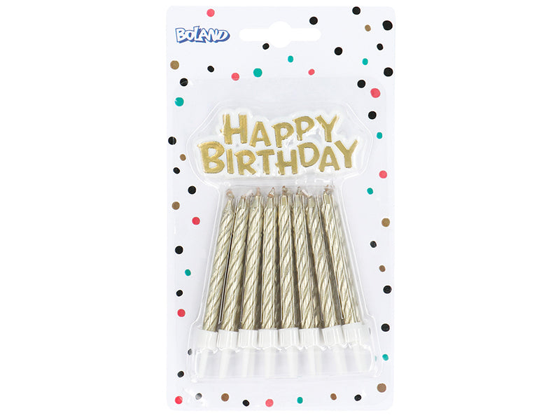 Achat Set de 16 bougies spirales avec bouchon de gâteau 'Happy Birthday'