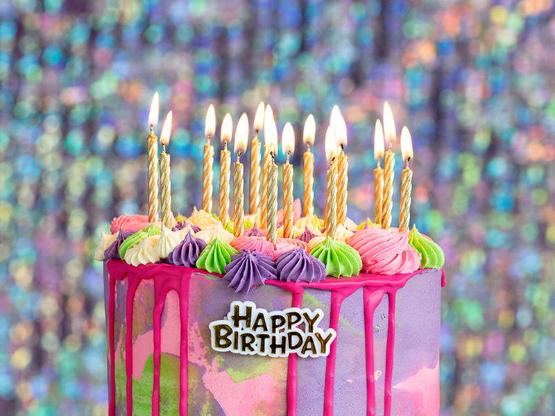 achat Set de 16 bougies spirales avec bouchon de gâteau 'Happy Birthday'