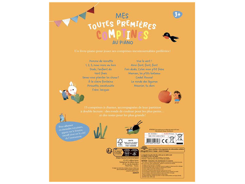 achat Mon livre piano - Mes toutes premières comptines au piano