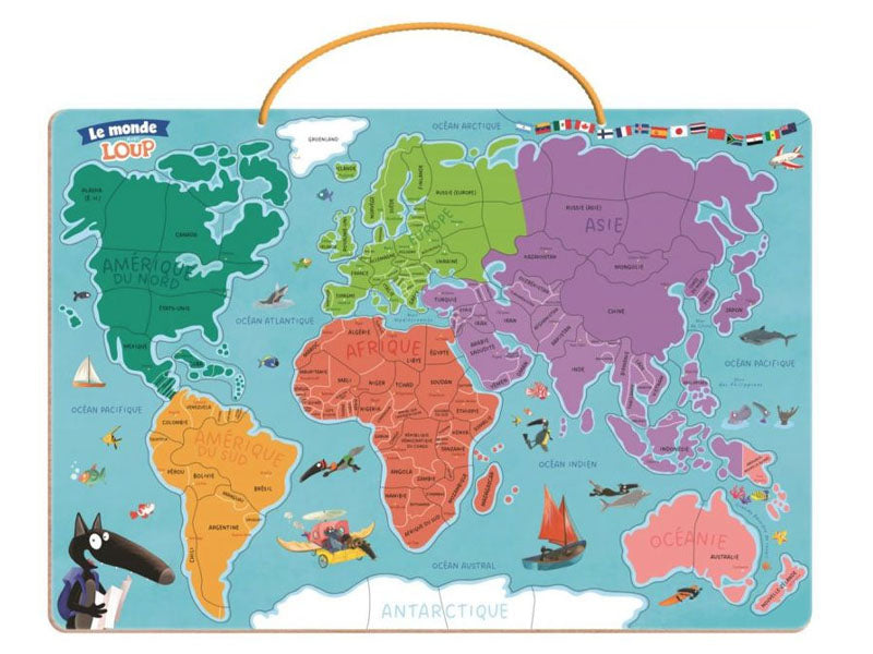 Achat Carte du monde magnétique en puzzle - Je découvre le monde avec Loup
