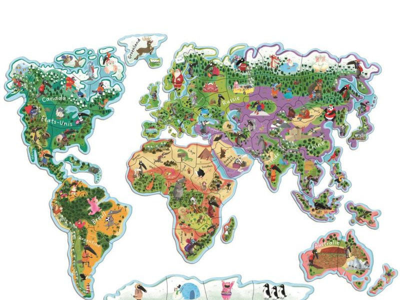 achat Carte du monde magnétique en puzzle - Je découvre le monde avec Loup