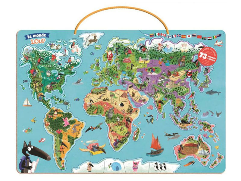 Achat Carte du monde magnétique en puzzle - Je découvre le monde avec Loup