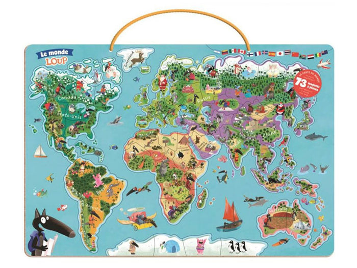 Achat Carte du monde magnétique en puzzle - Je découvre le monde avec Loup