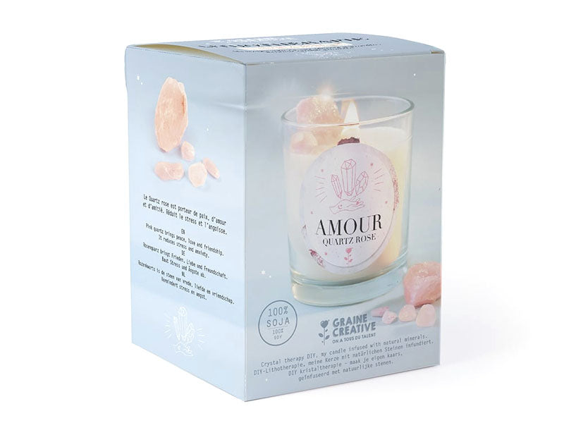 Achat Kit DIY bougie lithothérapie - Quartz rose amour