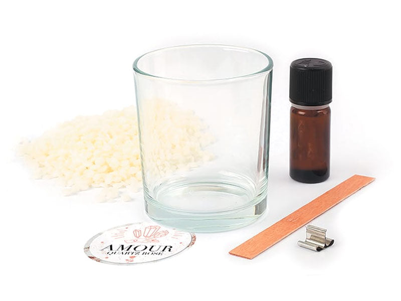 achat Kit DIY bougie lithothérapie - Quartz rose amour