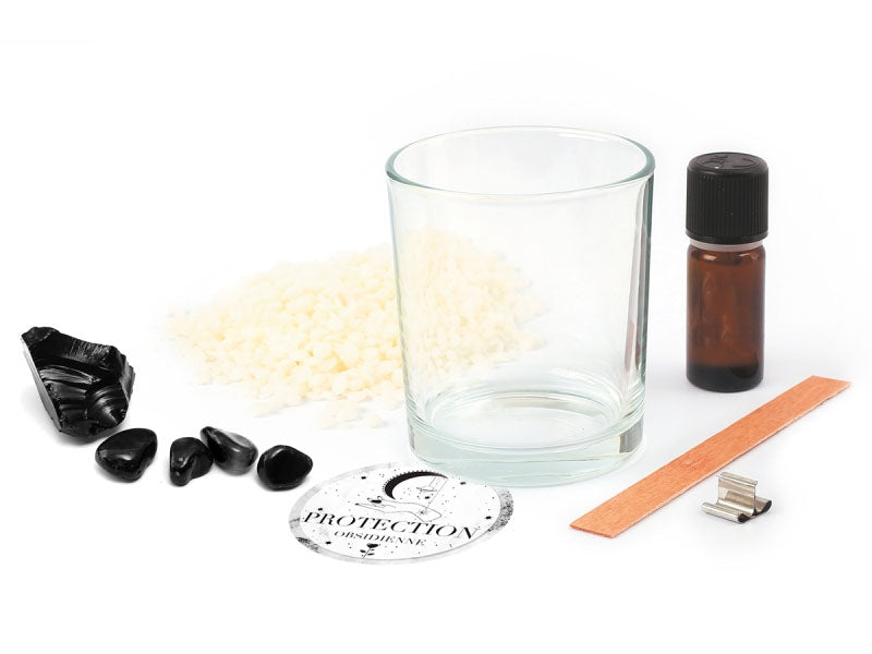 Achat Kit DIY bougie lithothérapie - Obsidienne protection