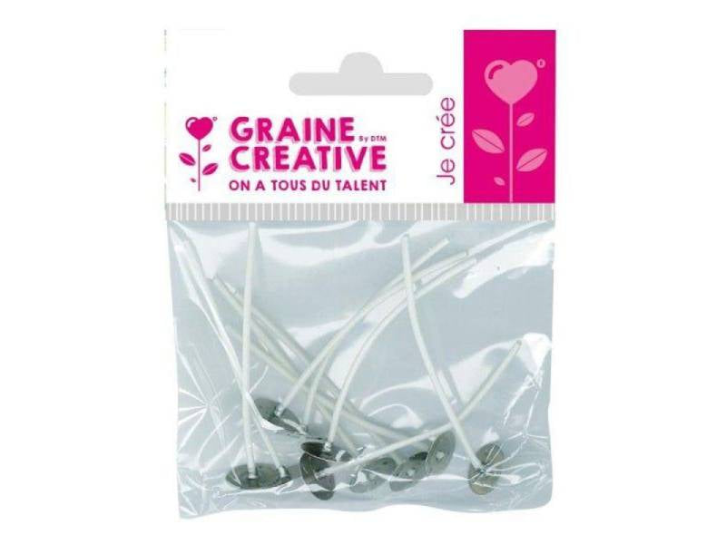 achat Sachet de 10 mèches à bougies avec pied - 7 cm