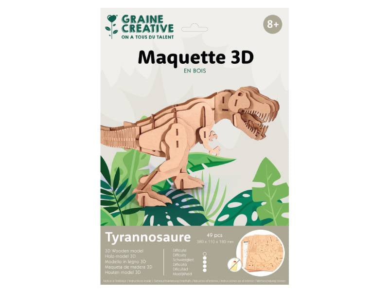 Achat Maquette 3D T-Rex en bois - 38 x 11 x 18 cm