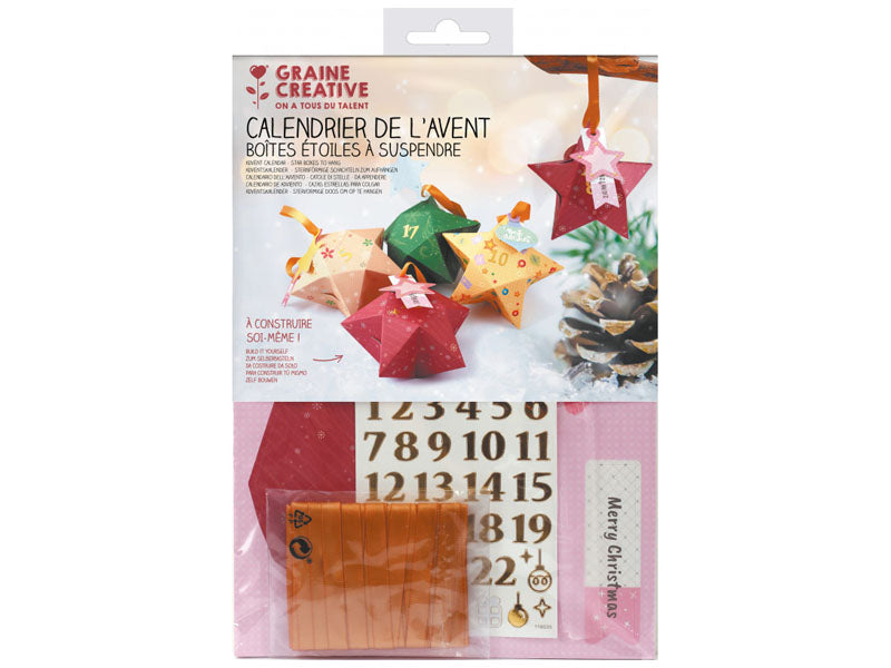 Achat Calendrier de l'avent boîtes étoiles à suspendre