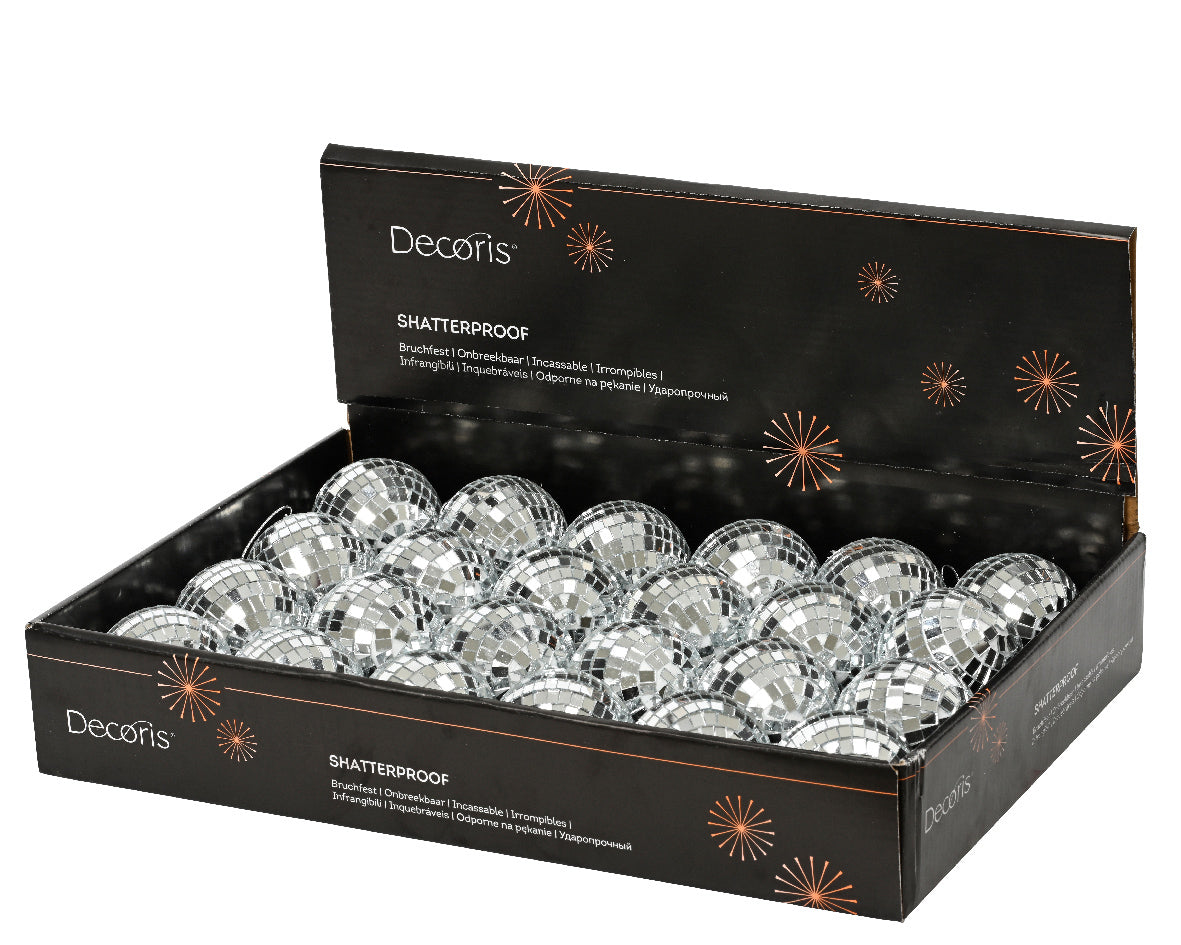 achat Boule de Noël effet boule à facettes - argentée - 6 cm