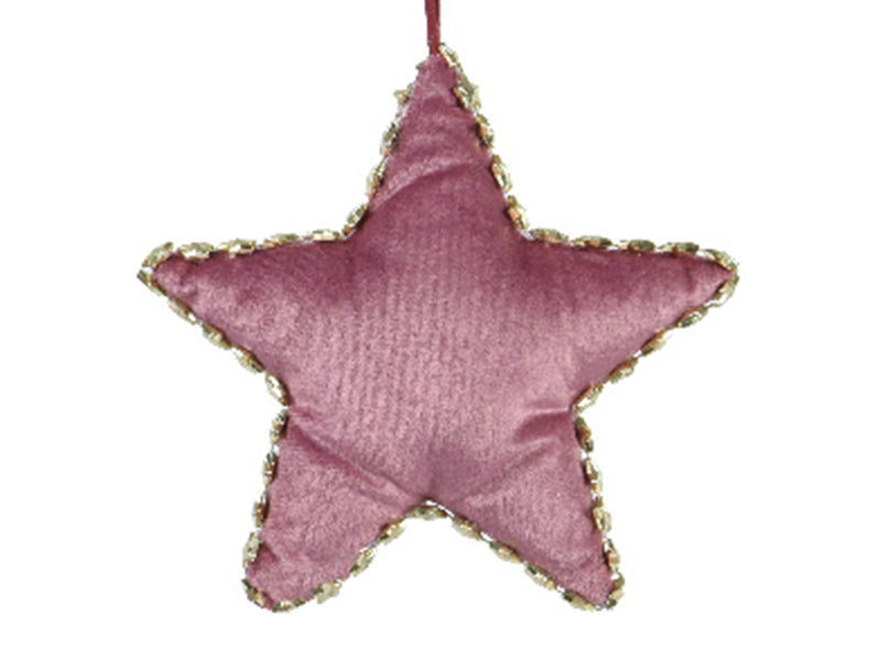 Achat Suspsension de Noël étoile en tissu - rose poudre