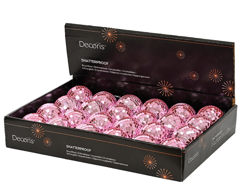 Boule de Noël effet boule à facettes - rose - 10 cm