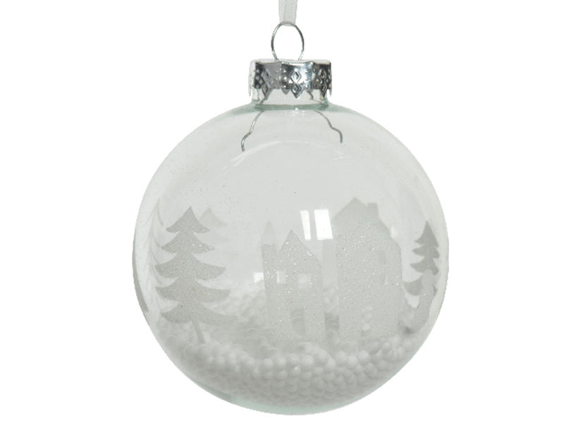 Achat Boule de Noël en verre - flocons de neige - motif aléatoire - 8 cm