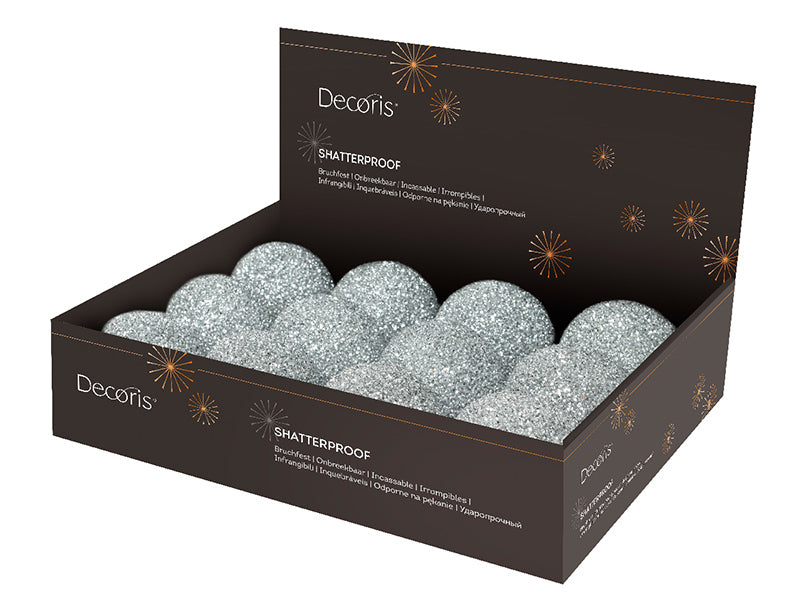 achat Boule de Noël paillettée argent  8 cm
