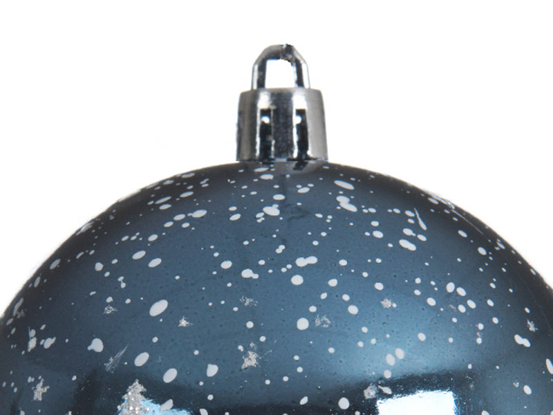 Boule de Noël incassable  - sapins enneigés - bleu nuit - 8 cm