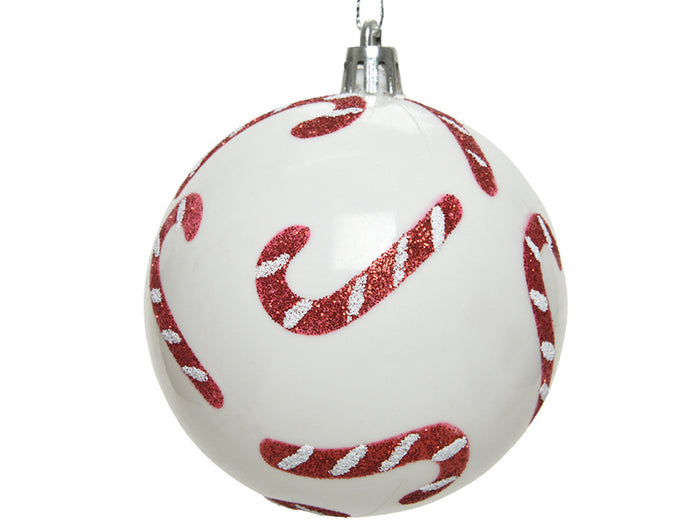 Achat Boule de Noël incassable  -  motif sucre d'orge - 8 cm