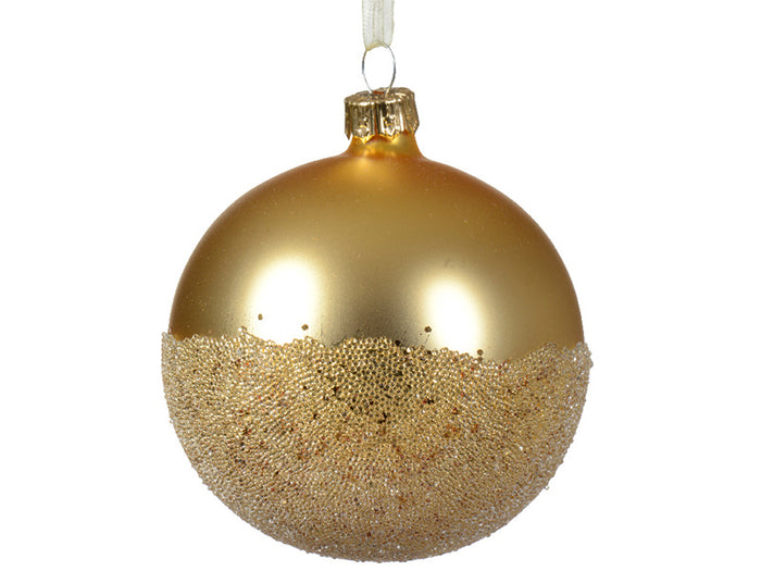 Achat Boule de Noël en verre - microbilles - doré mat