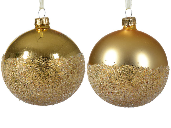Achat Boule de Noël en verre - microbilles - doré mat