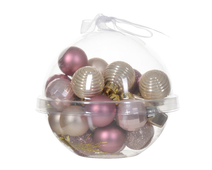 Achat Boule de Noël incassable  - assortiment de petites boules dorées et rose