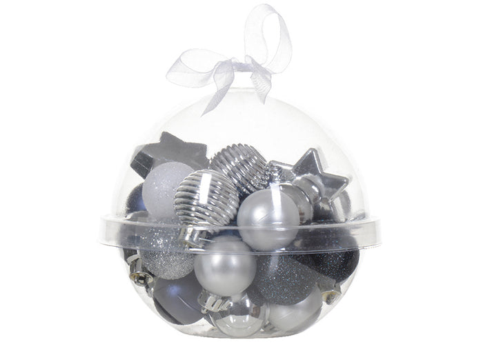 Achat Boule de Noël incassable - assortiment de petites boules argentées et bleu