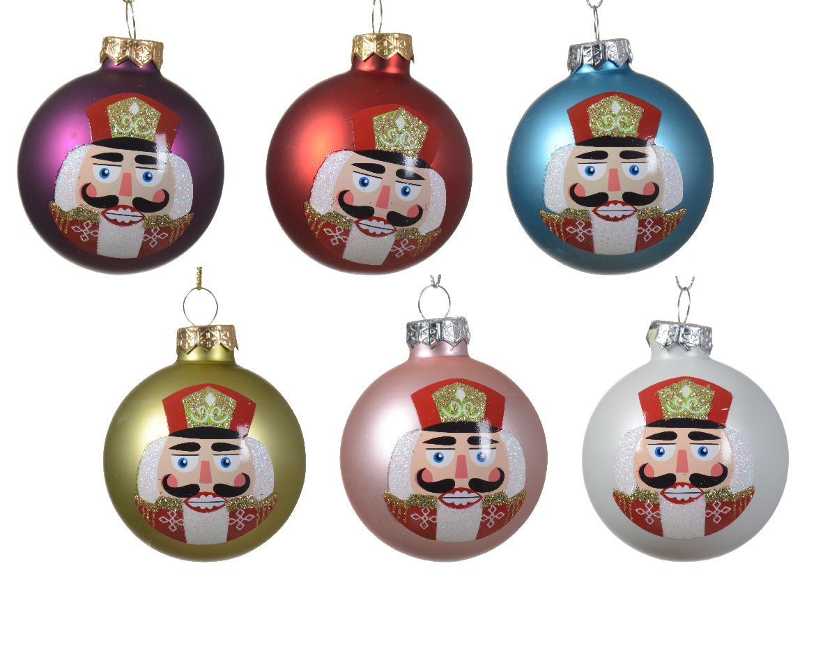 achat Boule de Noël en verre -  portrait de casse-noisette - coloris aléatoire - 6 cm