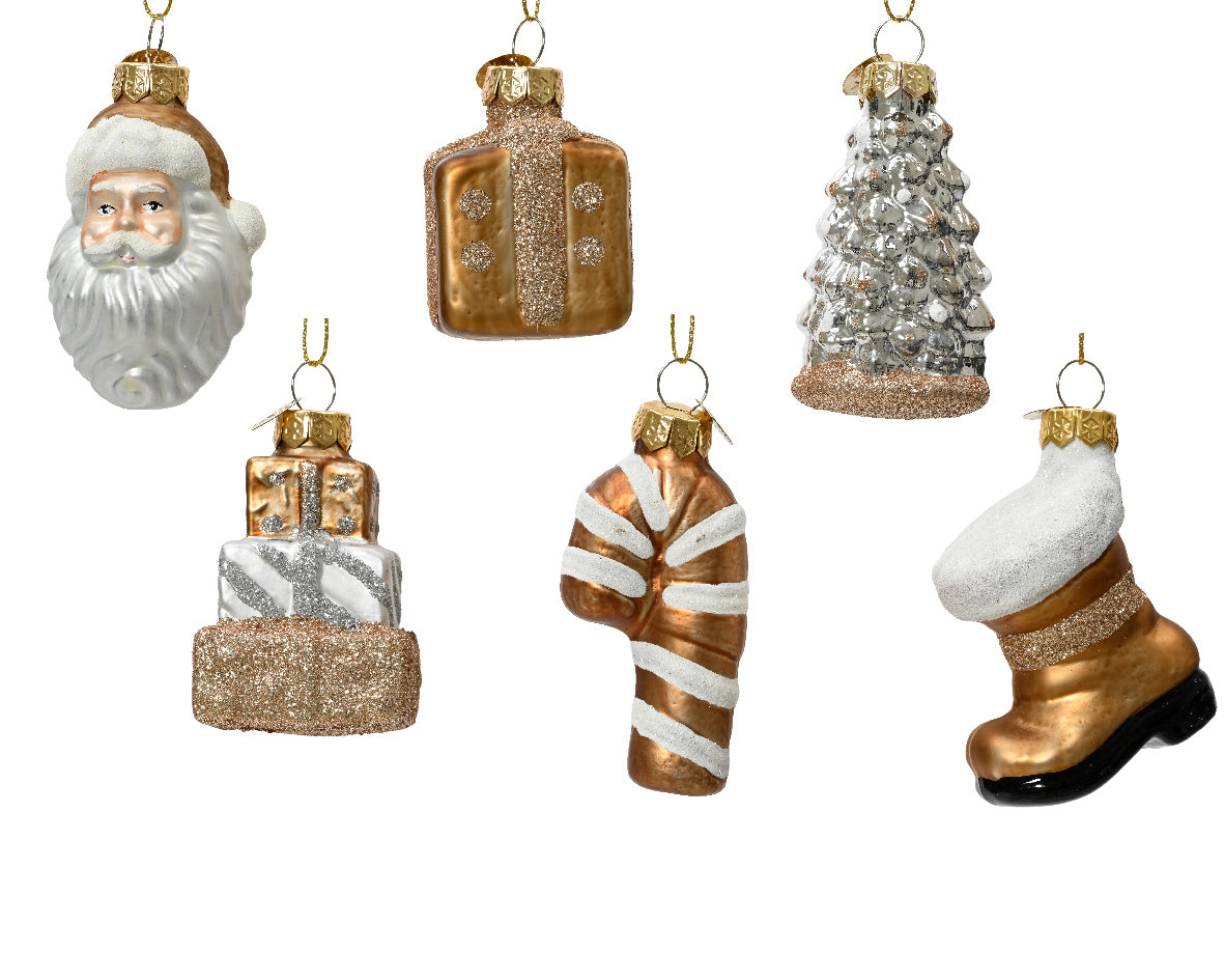 Achat Suspension de Noël en verre - sucre d'orge  - or et blanc pailletté
