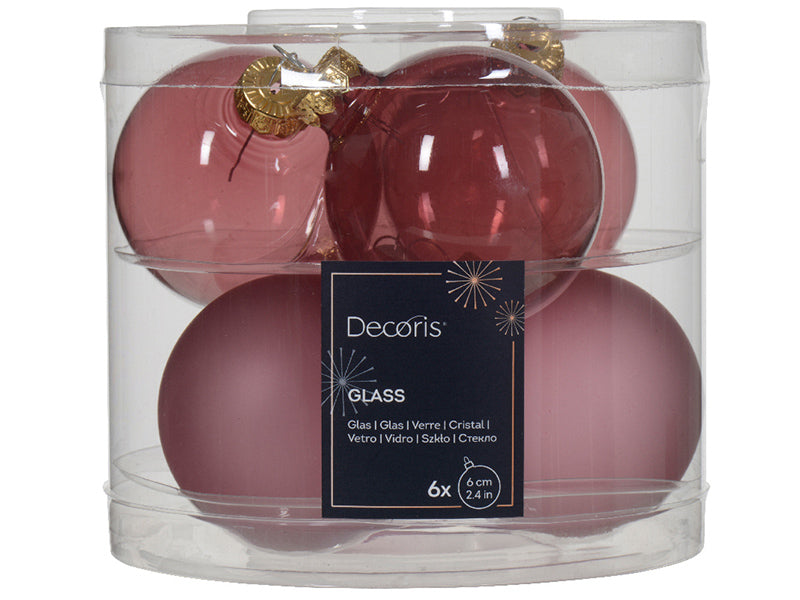 Achat Lot De 6 boules en verre roses transparentes et transclucides - 6 cm