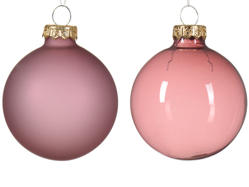 achat Lot De 6 boules en verre roses transparentes et transclucides - 6 cm