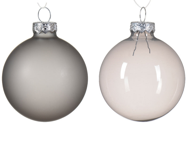 achat Lot de 6 boules en verre grises transparentes et transclucides - 6 cm