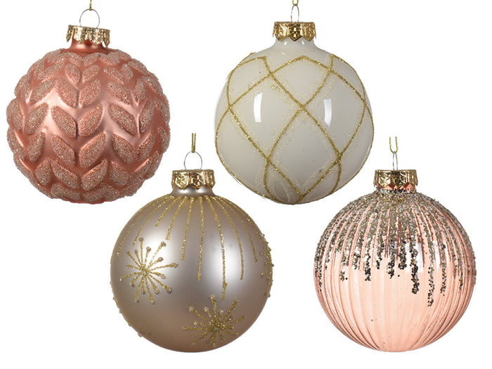 Achat Boule de Noël en verre - motif aléatoire - 8 cm