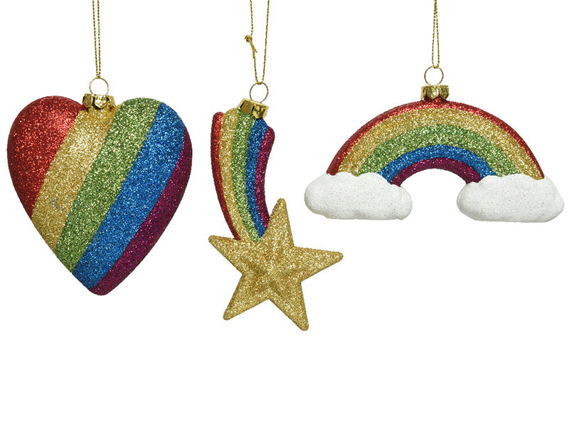 achat Boule de Noël incassable - étoile filante pailletté arc en ciel