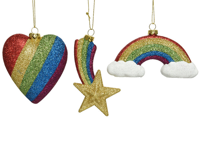 Achat Boule de Noël incassable - étoile filante pailletté arc en ciel