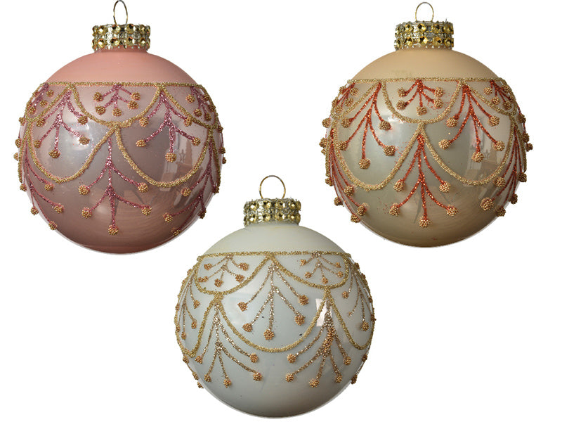 Achat Boule de Noël en verre - style baroque - couleur pastel aléatoire