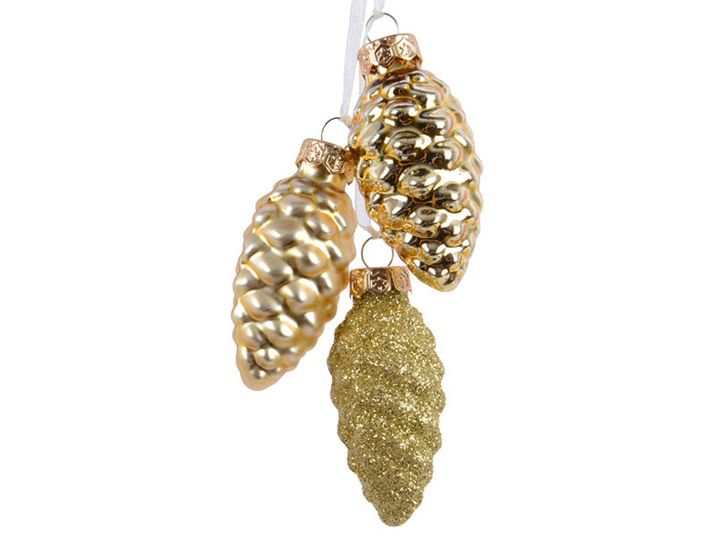 Achat Pomme de pin en verre brillant et mat - doré - 6 cm