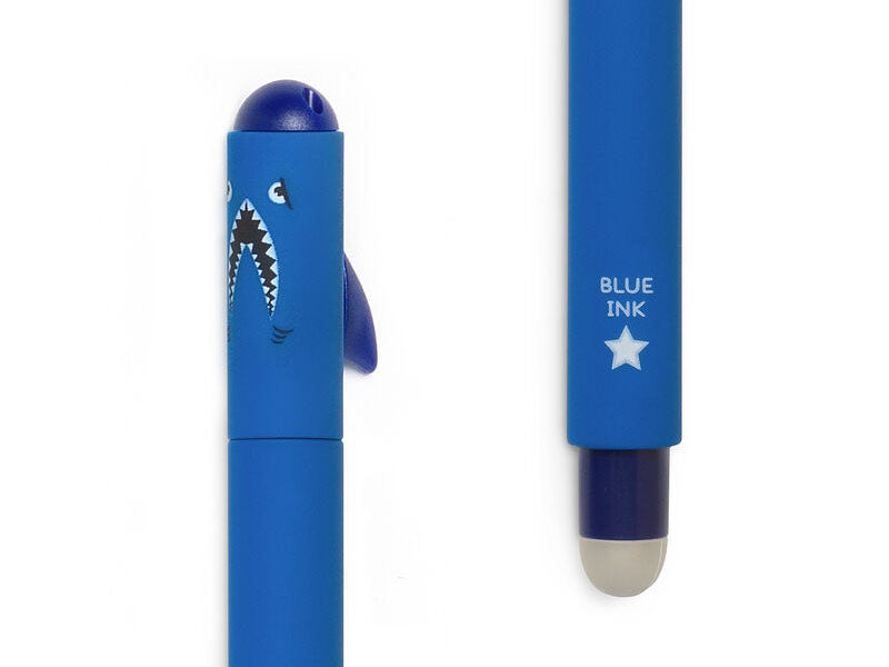 Stylo à encre gel bleue effaçable - Requin