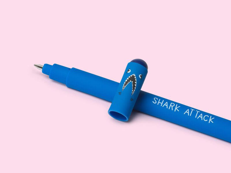 Stylo à encre gel bleue effaçable - Requin