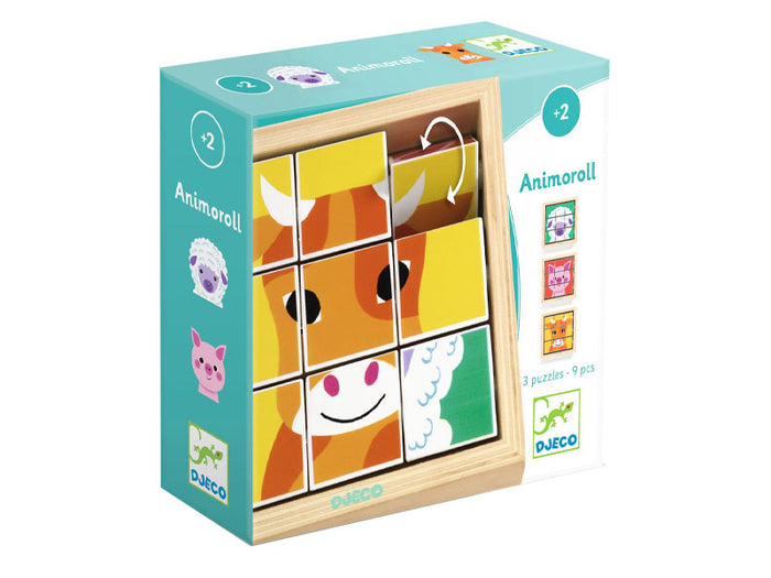Achat 3 puzzles en bois - Animoroll - 9 pièces